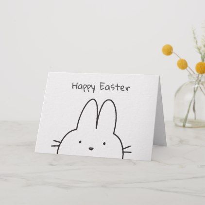 Simple Minimalist Black and White Easter Bunny Card Modern Bridal Party, Happy Easter Greetings, Easter Cards Handmade, Happy Easter Card, Happy Easter Bunny, Easter Greeting Cards, Hand Crochet Baby Blanket, Bridal Party Proposal, Easter Greetings