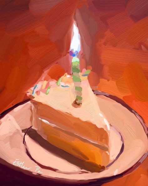 Esther Pai (@pai.esther) posted on Instagram: “Slice of Birthday Cake 🍰 . . Artist: @pai.esther | #foodpaintchallenge with @erikaleesears @alaiganuza @dennispfeil.art . . © 2022 Esther…” • May 24, 2022 at 2:21am UTC Birthday Cake Artist, Slice Of Birthday Cake, Cake Sketch, Birthday Cake Illustration, Artist Birthday, Pinterest Cake, Birthday Painting, Cake Drawing, Cake Illustration