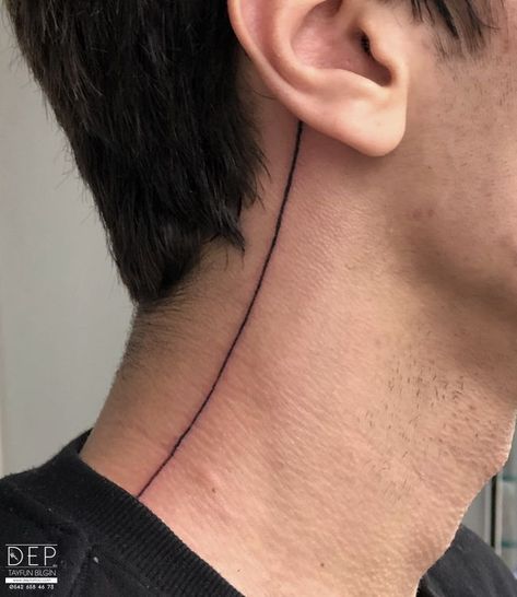 Neck Line Tattoo Men, Line Tattoo On Neck, Tattoo Lines Geometric, Line Tattoo Neck, Neck Line Tattoo, Body Line Tattoo, Line Tattoo Men, Fearless Tattoos, Line Neck Tattoo