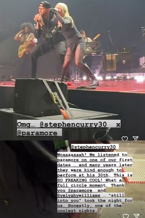 Paramore surprised their Bay Area fans by inviting Golden State Warriors point guard and local hometown hero Steph Curry on stage Monday night. Tap our site link to see the video. Hometown Heroes, Nba Legends, Steph Curry, First Dates, Paramore, Monday Night, Golden State Warriors, Golden State, On Stage