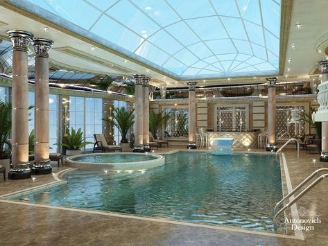 Swimming Pool Pictures, Indoor Swimming Pool Design, Indoor Pool Design, Backyard Layout, Piscina Interior, Indoor Pools, Luxury Swimming Pools, Indoor Swimming Pool, Luxury Pools