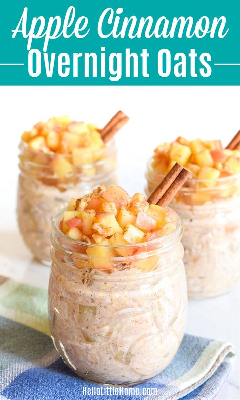 Overnight Oats Almond Milk, Cinnamon Apple Overnight Oats, Apple Cinnamon Overnight Oats, Rolled Oats Recipe, Cinnamon Overnight Oats, Apple Overnight Oats, Overnight Oats Recipe Easy, Overnight Oats In A Jar, Overnight Oatmeal Recipes