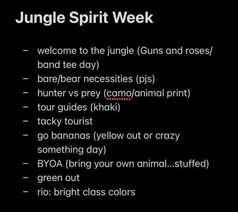 #spirit #spiritweek #student #highschool #highschoolstudent #spiritday #spiritideas #stugo #stuco #studentgovernment #studentcouncil #jungle #ideas #inspo Student Government Ideas Activities, Student Council Fundraising Ideas High School, Unique Spirit Week Ideas, School Spirit Week Ideas Highschool, Spirit Week Themes Highschool, Spirit Days Ideas Highschool, Student Council Ideas High School, School Fundraising Ideas Highschool, Spirit Week Ideas Highschool