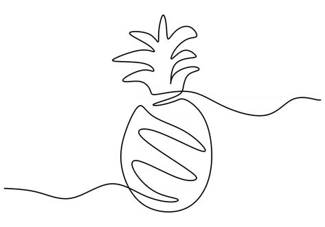 Drawing Of Pineapple, Fertility Tattoo, Pineapple Sketch, Pinapple Tattoos, One Continuous Line Drawing, Pineapple Decal, Pineapple Drawing, Pineapple Illustration, Tropical Tattoo