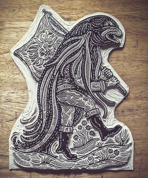 Salmon Of Knowledge, Print Block, May Days, Lino Cut, May Day, Tat Ideas, Office Ideas, Linocut, In Time