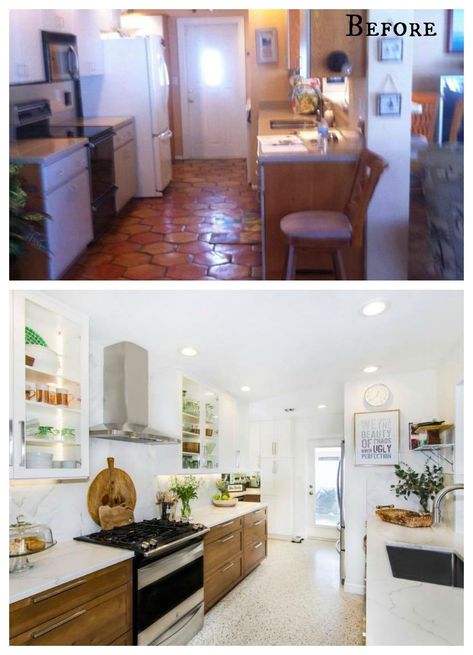 27 Inspiring Kitchen Makeovers- Before and After - Nesting With Grace Scary Kitchen, Remodeled Kitchens, 70s Kitchen, Old Home Remodel, Nesting With Grace, Kitchen Makeovers, My Own Home, This Old House, Fireplace Makeover