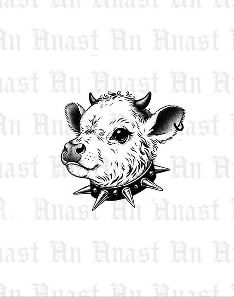 Cat Skull Outline, Spooky Western Tattoo, Dark Cottagecore Tattoo Ideas, Harness Tattoo, Animal Tattoo Stencil, Animal Head Drawing, Two Headed Animal Tattoo, Flash Sheet Ideas, Cute Cow Drawing