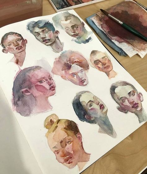 Portrait Studies, Arte Sketchbook, Arte Inspo, Mix Media, Painting Art Projects, Sketchbook Art Inspiration, Art Journal Inspiration, Art Drawings Sketches, Pretty Art