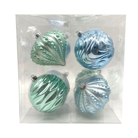 100MM X8CT SHATTERPROOF ORNAMENTS. 100mm shiny ball x4. 100mm shiny onion w/glitter x4. Holiday Living 8 -Pack Multiple colors/finishes Standard Indoor Ornament set Shatterproof | 014-907-6 Shatterproof Ornaments, Ornament Set, The Christmas, Glitter, Christmas Ornaments, Christmas, Color