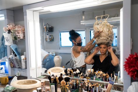 Bridgerton make up artist reveals the secrets behind Season 2’s show-stopping looks | Tatler Film Makeup Artist, Falling For Someone, Dark Red Dresses, Beauty Blender, Eyeshadow Brushes, On Set, The Secret, Makeup Artist, Her Hair