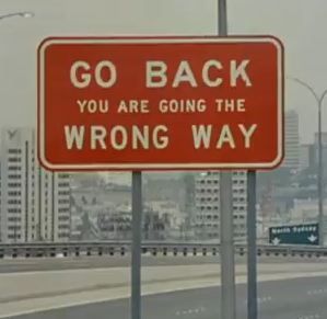 https://flic.kr/p/cHy5wA | Go Back You Are Going The Wrong Way | Sydney, NSW. 1970s. Wrong Way Sign, Alberto Rosende, Red Aesthetic, New Mexico, 1970s, Growing Up, Signs, Songs