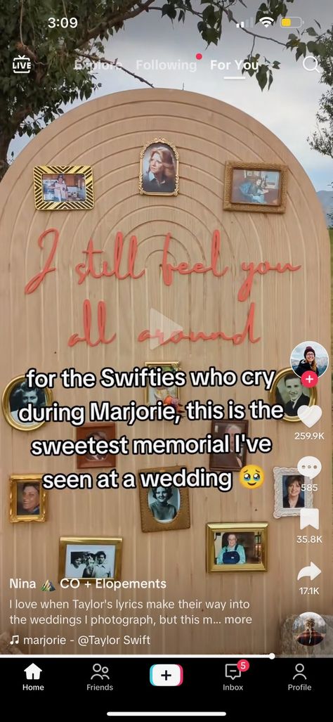 Taylor Swift Wedding, Memorial Wall, Memory Wall, Taylor Lyrics, Wedding Bells, Live For Yourself, Wedding Inspo, Taylor Swift, Dream Wedding