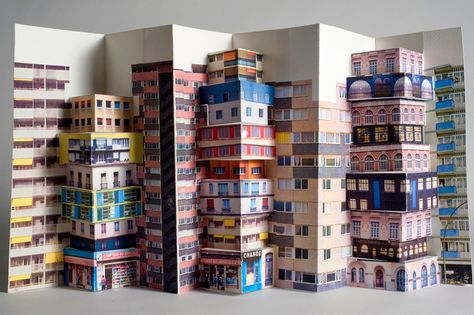 'upside town', 2006  image © zoe guilbert Arte Pop Up, Paper Architecture, Buch Design, Paper Engineering, Pop Up Art, Paper Pop, Paper City, Fall Art, Pop Up Book