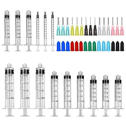 15 Pack-Syringe Blunt Tip Needle and Cap Set, 20, 10, 5, 3, 1ml/cc Syringes, 14, 16, 18, 20, 22ga Blunt Needles, Luer Lock Plastic Glue Applicator, Great for Refilling and Measuring Oil Dispensing: Amazon.com: Industrial & Scientific Lip Gloss Base, Liquid Plastic, Science Lab, Making Machine, Coloring Book Pages, Lip Gloss, Glue, Essential Oils, 10 Things