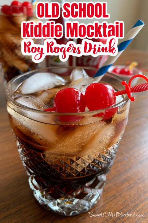 OLD SCHOOL MOCKTAIL (ROY ROGERS DRINK RECIPE) Kiddy Cocktail Recipe, Roy Rogers Drink, Best Grill Recipes, Kids Drinks, Mocktail Drinks, Drink Syrups, Coca Cola Drink, Maraschino Cherries, Cocktail And Mocktail