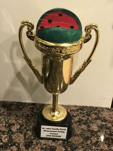 Watermelon Eating contest trophy Watermelon Eating Contest, Eating Contest Ideas, Award Ideas, Family Picnic, Summer Camps, Block Party, Hello Summer, Family Reunion, Summer Camp