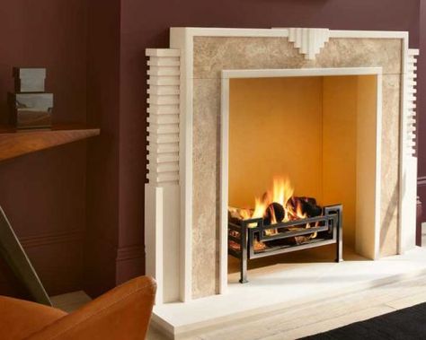 Chesneys USA | The Hulanicki Art Deco by Barbara Hulanicki Art Deco Fireplace Surround, Deco Fireplace, Modern Art Deco Home, Barbara Hulanicki, Art Deco Fireplace, Formal Lounge, Style Fireplace, Art Deco Living Room, Art Deco Bedroom