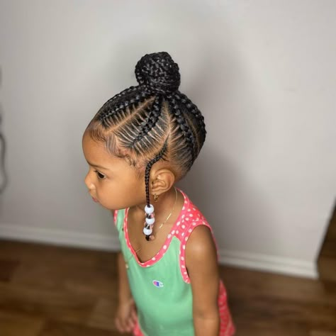 Feed In Braids Into High Bun, Kids Feed In Braids Hairstyles, Braided Buns For Black Hair Kids, Kids Feed In Braids, African Hairstyles For Kids, Sapphire Hair, Black Baby Girl Hairstyles, Toddler Braided Hairstyles, Toddler Braids