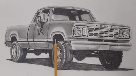 Dodge Truck Drawing, Hot Rod Tattoo, Motorcycle Artwork, American Trucks, Art Advice, Car Drawing, Cool Car Drawings, Dodge Truck, Oil Pastel Drawings