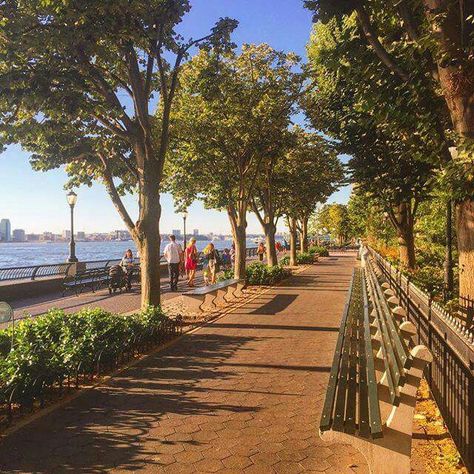 Battery Park Boardwalk City Park, Tree Lined Street Neighborhood, Forest Boardwalk, Washington Square Park Nyc, Battery Park Nyc, Asbury Park Boardwalk, Battery Park City, Battery Park, Places In New York