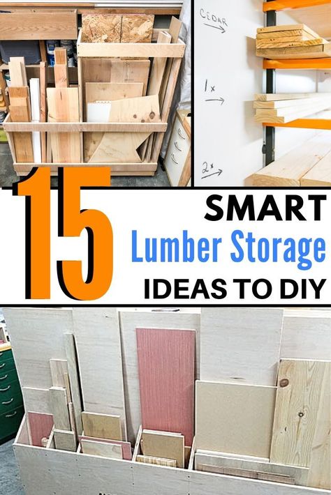 Workshop Lumber Storage, Wood Storage Organizer, Wood Storage Garage, Lumber Storage Ideas, Wood Storage Ideas, Woodworking Workshop Layout, Lumber Storage Rack, Wood Cart, Lumber Rack