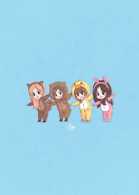 Blackpink Cartoon Cute, Blackpink Cartoon Wallpaper, Blackpink Chibi Wallpaper, Blackpink Fanart Cute, Blackpink Cartoon, Blackpink Chibi, Kpop Anime, Chibi Wallpaper, Best Friends Cartoon