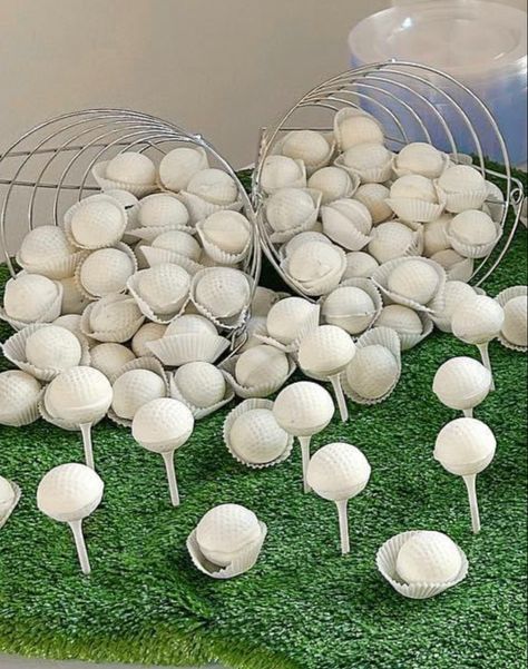 Golf Themed Birthday Party For Men Games, Golf Themed Treats, Golf Dessert Table, Hole In One Dessert Table, 30 Golf Birthday, 30th Birthday Golf Theme, Golf Retirement Party Ideas, Golf Decorating Ideas Party, Golf Themed Birthday Party For Men