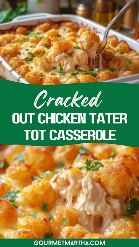 Cracked Out Chicken, Frozen Tater Tots, Tater Tot Casserole Recipe, Chicken Tater Tot Casserole, Cracked Out, Can Chicken Recipes, Tater Tot Casserole Recipes, Tot Casserole, Tater Tot Casserole