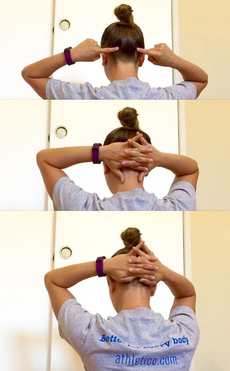 Stretch of the Week: Self Neck Traction - Athletico Headache Relief Pressure Points, Sternocleidomastoid Muscle, Relieve Neck Pain, Chin Tuck, Neck And Shoulder Muscles, Neck Traction, Muscle Stretches, Neck Muscles, Neck Surgery