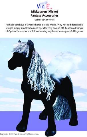 Miskoswen 20" Horse Fantasy Accessories Pattern For Dollfriends Fantasy Accessories, Unicorn Wings, American Girl Accessories, Felt Squares, Fantasy Horses, Journey Girls, English Saddle, Fabric Kit, Horse Pattern