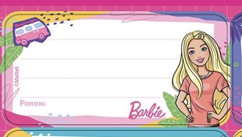 Barbie Name Tag Template, Barbie Labels School, Barbie Name Tag, Barbie Name Tag Printable, Barbie Label, Barbie Thank You Tags Free Printable, Barbie Notebook Label, Barbie Notebook Label Printable, Notebook Labels