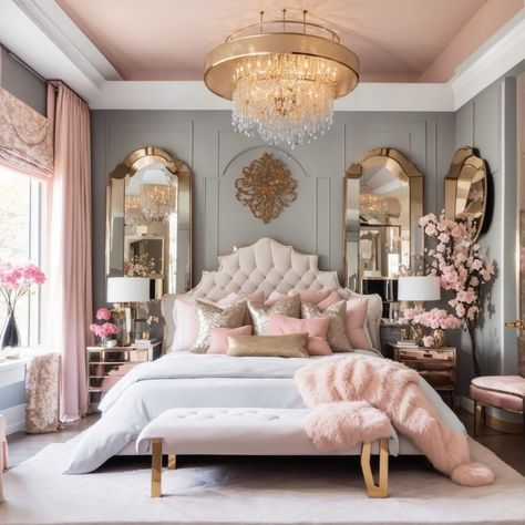 Hollywood Glam Bedroom, Glam Bedroom Ideas, Glam Interior Design, Simple Bed Designs, Bed Design Ideas, Glam Bedroom Decor, Feminine Bedroom, Dream Bedrooms, Glam Bedroom