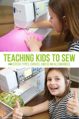 Teaching Kids To Sew, Part 5: Stitch types, sewing on curves, and seam allowances Teaching Kids To Sew, Stitch Types, Teaching Sewing, Sewing Machine Projects, How To Teach Kids, Sewing Courses, Sewing School, Diy Projects For Kids, Sewing Projects For Kids