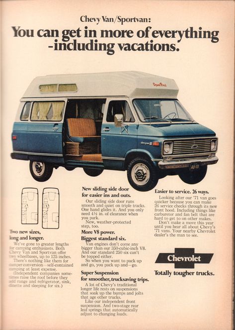 Chevrolet Van, Gmc Vans, Stealth Camping, Classic Campers, Conversion Van, Old School Vans, Automobile Advertising, Chevy Van, Ford Van