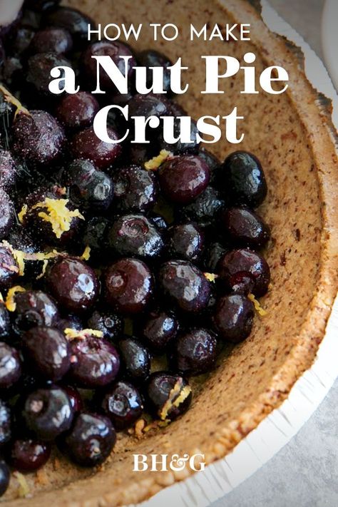 Macadamia Nut Pie Crust, Chocolate Nut Pie Crust Recipes, Flavored Pie Crust Recipe, Nut Crust For Pie, Walnut Pie Crust Recipe, Nut Pie Crust Recipe, Nut Pie Crust, Bluberry Pie, Walnut Pie Crust