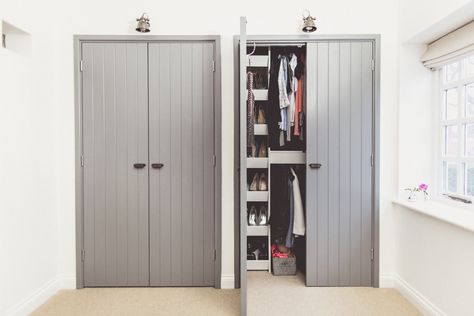 A grey colour scheme bedroom makeover with french and industrial styling | Bespoke wardrobes painted in Plummett by Farrow & Ball Farrow And Ball Wevet, Grey Scheme, Grey Colour Scheme Bedroom, Farrow & Ball, Rock My Style, Bespoke Wardrobe, Urban Interiors, Fitted Wardrobes, Bedroom Color Schemes