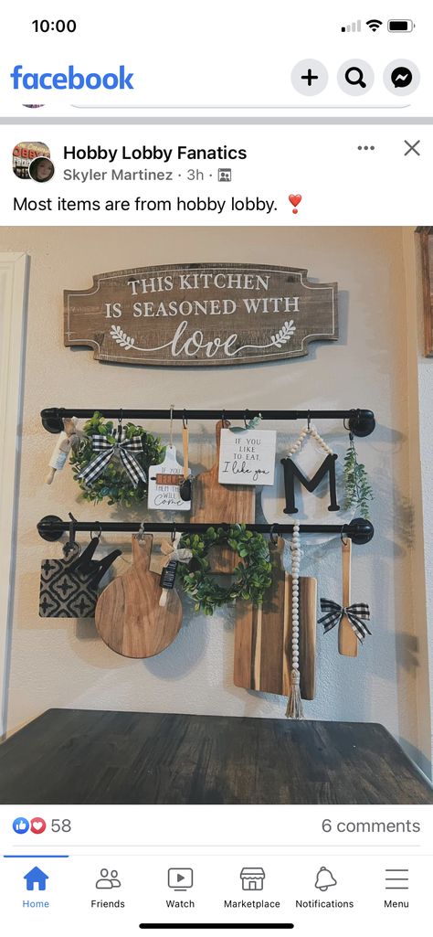 Big Kitchen Wall Decor Ideas Farmhouse, Kitchen Accent Wall Decor, Kitchen Collage Wall Ideas, Kitchen Wall Decor Ideas Farmhouse Style, Hobby Lobby Kitchen Decor Ideas, Upstairs Decor, Hobby Lobby Kitchen Decor, Kitchen Wall Decor Ideas, Pantry Closet Design