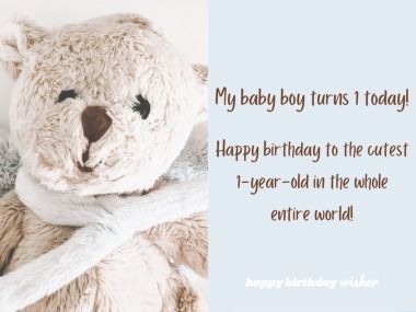 My baby boy turns 1 today! Happy birthday to the cutest 1-year-old in the whole entire world! (...) https://www.happybirthdaywisher.com/my-cute-baby-boy-turns-1-today/ Nephew First Birthday Quotes, Caption For Nephew Pic, Happy First Birthday My Son, Birthday Wishes For 2 Year Baby Boy, 1st Birthday Captions Instagram, First Birthday Quotes, 1st Birthday Quotes, Happy Birthday 1 Year, Happy Birthday Paragraph