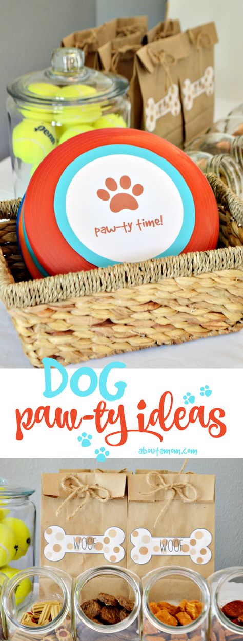 Dog party ideas and printables that will guarantee a barking good time for your 4-legged friends. Delicious dog treats, frisbee printable, doggy bag printable and more. #NutrishPets AD Dog Party Ideas, Dog Themed Parties, Puppy Birthday Parties, Adoption Party, Food Dog, Gotcha Day, Dog Birthday Party, Puppy Birthday, Husky Mix