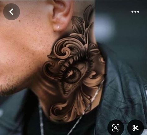 Eye Neck Tattoo, Neck And Throat Tattoos Men, Calf Tattoo Ideas, Front Neck Tattoo, Full Neck Tattoos, Ant Tattoo, Leg Sleeve Tattoos, Leg Tattoo Ideas, Harry Tattoos