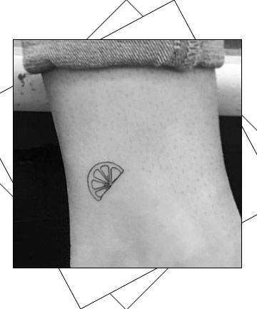 Fine Line Orange Slice Tattoo, Lime Slice Tattoo Minimalist, Simple Orange Slice Tattoo, Lemon Fine Line Tattoo, Lemon And Lime Tattoo, Lemon Tattoo Minimalist, Orange Slice Tattoo, Orange Tattoo, Best Acne Products