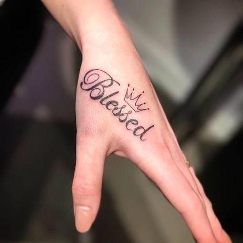 Crown Hand Tattoo, Blessed Tattoos, Cute Hand Tattoos, Snakebites, Inspiration Tattoos, Hand Tattoos For Women, Dope Tattoos For Women, Crown Tattoo, Hand Tattoo