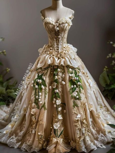 Extravagant Dresses, Dresses Sweet 16, Victorian Accessories, Dresses Brown, Book Dress, Fairy Wedding Dress, Beautiful Long Dresses, Quince Dress, Fairy Wedding