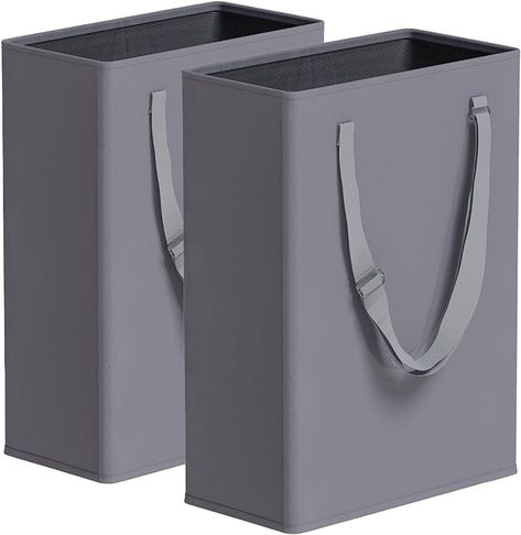 Amazon.com: Slim Laundry Hamper with Removable Inner Bag and Side Handles, 45L Small Laundry Baskets to Store Clothes, Narrow Dirty Clothes Hamper for Laundry Room, Bathroom, Bedroom, and Living Room - Grey : Home & Kitchen Bedroom Closet And Bathroom, Jean Organization, Large Laundry Basket, Closet And Bathroom, Clothes Hamper, How Do You Clean, Pant Hangers, Laundry Baskets, Keeping Room