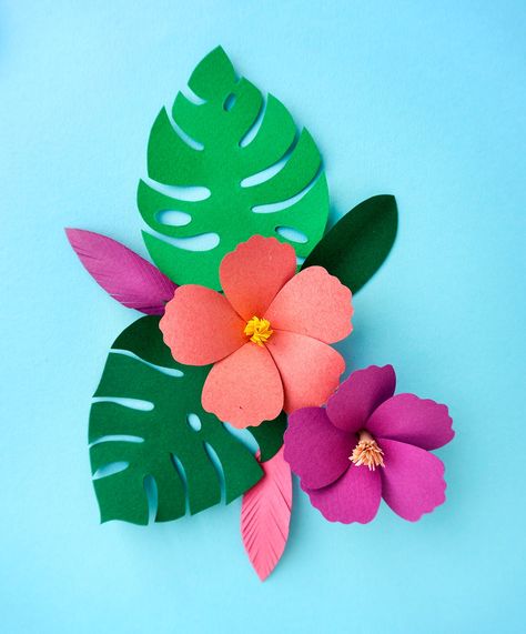 Tropical Handcrafted Papercraft Nature Petals | premium image by rawpixel.com / Minty Flower Crafts For Kids, Flower Paper Craft, Flamingo Birthday Party, Fiesta Tropical, Easy Paper Flowers, Flower Paper, Paper Flower Template, Crepe Paper Flowers, Paper Flowers Craft