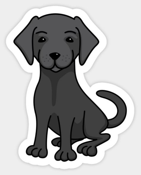 Black labrador Sticker. Labrador Retriever Sticker.  Sticker featuring a cartoon illustration of a little black Labrador retriever dog. Ideal for black lab lovers and owners. Black Lab Drawing, Lab Drawing, Charcoal Labrador, Labrador Nero, Cartoon Dog Drawing, Dog Drawing Simple, Dog Animation, Black Labrador Retriever, Labrador Retriever Puppies