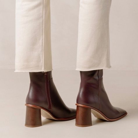 • WINE • Elevating your winter wardrobe is as easy as stepping into a pair of berry-toned boots⁠ ⁠ We recommend the WEST by @alohas for a style that can easily be dressed up or down ⁠ ⁠ ⁣#TheNowhereNation // ⁠ ⁠ ⁠ .⁣⁠ .⁣⁠ .⁣⁠ .⁣⁠ .⁣⁠ .⁣⁠ .⁣⁠ #alohas #alohaschicas #alohasshoes #alohasboots #leatherboots #burgundy #leatherboot #boots #winterboots #winterstyle #winterfashion #shoelover #bootlover #designerboots #designerboot #loveforfashion #fashionfury #mywhowhatwear #stylecollective #mystyled... Red Block Heels, Red Leather Boots, Brown Leather Ankle Boots, Vegan Boots, Sustainable Leather, Zipper Heels, Block Heel Ankle Boots, Vintage Wine, How To Make Clothes