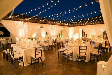 Wedding Locations California, Romantic Theme Wedding, Boho Birthday Party, Romantic Wedding Receptions, Lights Hanging, Dreamy Whites, Mod Wedding, Large Weddings, Ritz Carlton