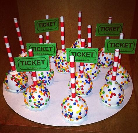 Circus cake pops Carnival Cake Pops Circus Theme, Carnival Theme Deserts, Circus Dessert Table Ideas, Carnival Dessert Table Ideas, Circus Theme Dessert Table, Circus Themed Desserts, Circus Theme Party Cake, Carnival Cake Ideas, Carnival Cake Pops