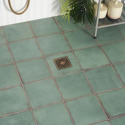 Los Lunas Green 8x8 Matte Porcelain Tile | Tilebar.com Green Floor Tile, Deco Tile, Comfort Room, Shower Floor Tile, Ivy Hill Tile, Green Flooring, Bathroom Backsplash, Porcelain Floor, Green Tile